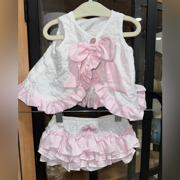 RuffleButts Matching Bow set Swiss Dot Swing Top Bloomers shorts baby girl dress - Picture 5 of 8
